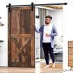2.4m Sturdy Steel Sliding Barn Door Hardware Kit for Interior Home Office Closet