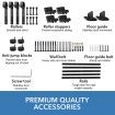 Double Door Sliding Barn Door Hardware Track Roller Stopper Floor Guide Kit 4.07m Black