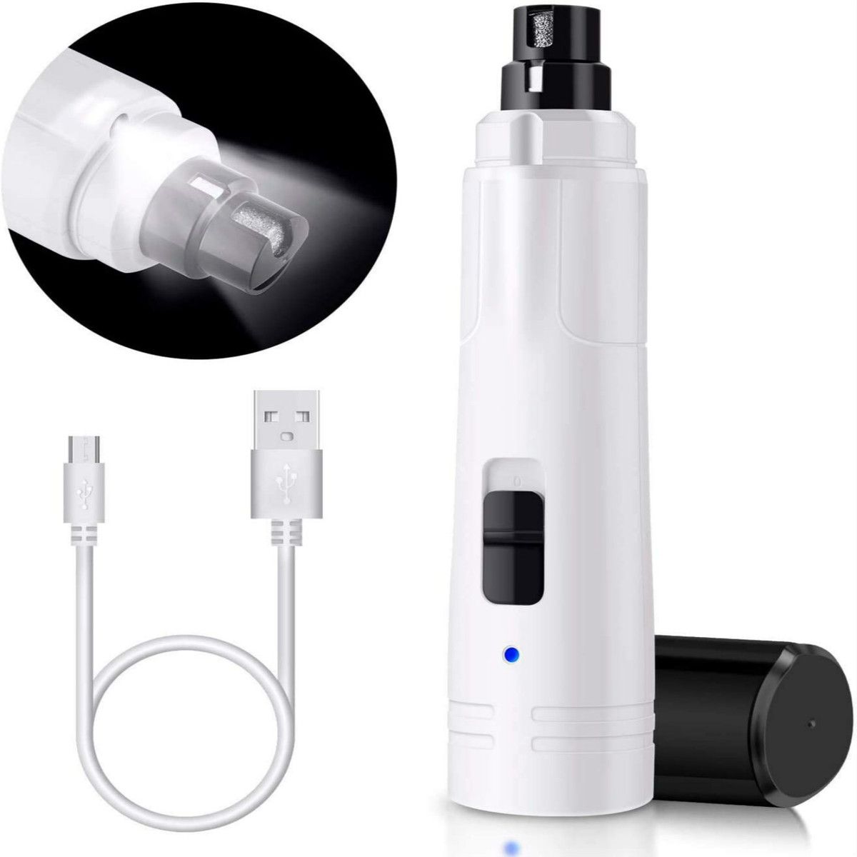 Dog Nail Grinder with LED Light - Upgraded 2-Speed Electric Pet Nail Trimmer Powerful Painless Paws Grooming & Smoothing for Small Medium Large Dogs & Cats
