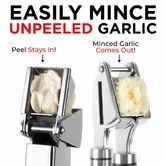 Garlic Press. Stainless Steel Mincer & Crusher With Silicone Roller Peeler. Easy Squeeze, Rust Proof, Dishwasher Safe, Easy Clean