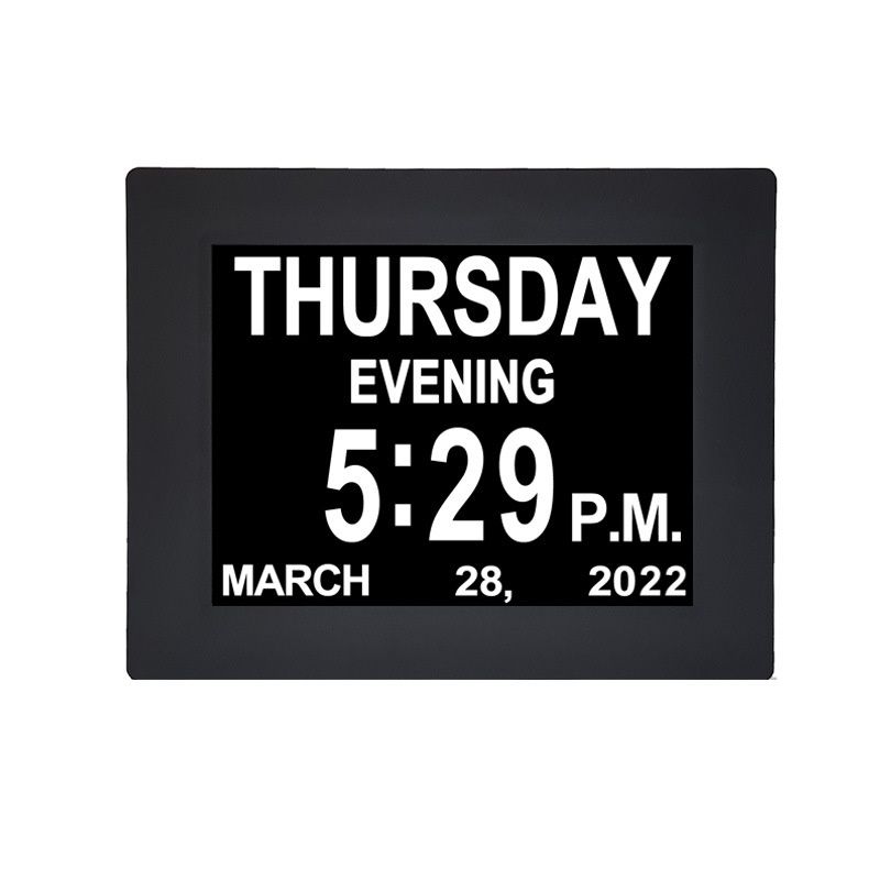Extra Large 8inch 17x22cm Display Digital Calendar Clock USB MUSIC VEDIO PIC PLAYER Great gifts for Seniors Elderly