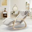 Homasa Wooden Massage Chair Rocking Recliner Chair Chaise Lounge Chair Off White