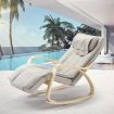 Homasa Wooden Massage Chair Rocking Recliner Chair Chaise Lounge Chair Off White