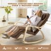 Homasa Wooden Massage Chair Rocking Recliner Chair Chaise Lounge Chair Brown