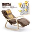 Homasa Wooden Massage Chair Rocking Recliner Chair Chaise Lounge Chair Brown