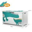 Kidbot Kids Toy Box Wooden Storage Chest 80x40x44.5cm Crocodile Pattern Blue