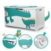 Kidbot Kids Toy Box Wooden Storage Chest 80x40x44.5cm Crocodile Pattern Blue