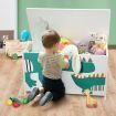 Kidbot Kids Toy Box Wooden Storage Chest 80x40x44.5cm Crocodile Pattern Blue