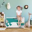 Kidbot Kids Toy Box Wooden Storage Chest 80x40x44.5cm Crocodile Pattern Blue