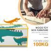 Kidbot Kids Toy Box Wooden Storage Chest 80x40x44.5cm Crocodile Pattern Blue