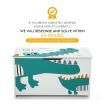 Kidbot Kids Toy Box Wooden Storage Chest 80x40x44.5cm Crocodile Pattern Blue