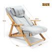 Homasa Wooden Massage Chair Adjustable Recliner Chair Chaise Lounge Chair Gray