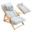 Homasa Wooden Massage Chair Adjustable Recliner Chair Chaise Lounge Chair Gray