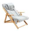 Homasa Wooden Massage Chair Adjustable Recliner Chair Chaise Lounge Chair Gray