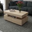 Oak Coffee Table 4-Drawer Side Cabinet with Storage Shelf