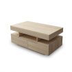 Oak Coffee Table 4-Drawer Side Cabinet with Storage Shelf