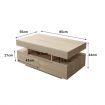 Oak Coffee Table 4-Drawer Side Cabinet with Storage Shelf