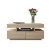 Oak Coffee Table 4-Drawer Side Cabinet with Storage Shelf