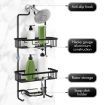 Aluminum Hanging Shower Caddy 3-Shelf Bathroom Organiser Storage Shelves Black