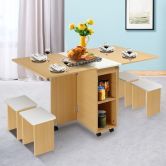 Multifunctional 5 Piece Foldable Dining Table and Chair Set Wooden Home Furniture