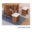 Wooden Folding Dining Table and 4 Chairs Set Round Table with Wheels