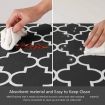 2 PCS Flannel Kitchen Mat Cushioned Anti-Fatigue Kitchen Rug, Waterproof Non-Slip col black