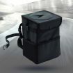 Waterproof Car Trash Can with Lid and Storage Pockets, Black
