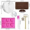 Heart Mold, Silicone Molds Diamond Heart Love Shaped Molds Trays Non-Stick Letter Chocolate Molds with Wooden Hammers Silicone Brush for Mousse Cake Dessert Biscuit DIY Baking Tools