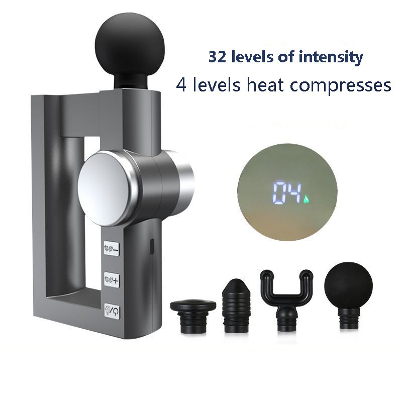 Hot Compress Fascia Massage Gun Heating Muscle Relaxation Pain Relief Therapy Massager Body Slimming Massager With LCD Display col black