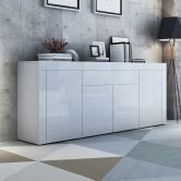 Sideboard Buffet Cabinet Table 4 Doors 1 Drawer High Gloss Front Storage Cupboard White