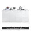 Sideboard Buffet Cabinet Table 4 Doors 1 Drawer High Gloss Front Storage Cupboard White