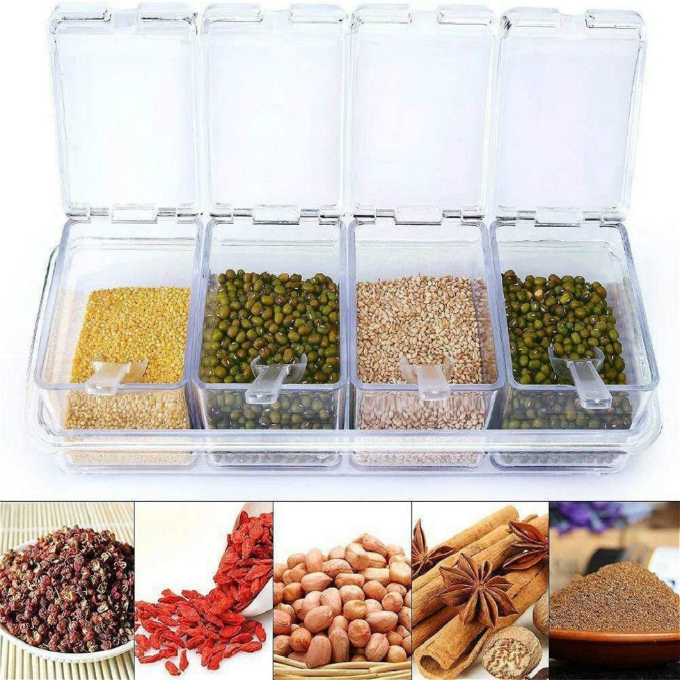 Clear Seasoning Rack Spice Pots by 4 Piece Acrylic Seasoning Box Storage Container Condiment