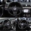 Car Steering Wheel Cover with Honorable Crown Luxurious Bling Diamond Leather Universal fit 15"/38cm