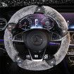Furry Wool Bling Diamond Rhinestone Steering Wheel Cover DARK Gray