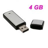 V01 Mini U Disk Digital Voice Recorder Key Chain - Black (4GB)