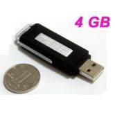 UR08 USB 2.0 Rechargeable Flash Drive Voice Recorder - Black (4GB)