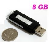 UR08 USB 2.0 Rechargeable Flash Drive Voice Recorder - Black (8GB)