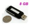 UR08 USB 2.0 Rechargeable Flash Drive Voice Recorder - Black (8GB)