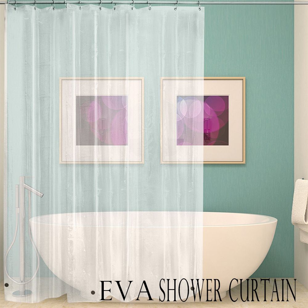 Quick Dry Mesh Pockets Waterproof PEVA Shower Curtain or Liner, Bath / Shower Organizer, Clear, 180cm x 180cm