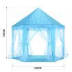 Kids Princess Castle Play Tent Hexagon Play House Indoor Outdoor with Star Lights - Blue