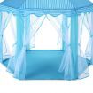 Kids Princess Castle Play Tent Hexagon Play House Indoor Outdoor with Star Lights - Blue