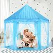 Kids Princess Castle Play Tent Hexagon Play House Indoor Outdoor with Star Lights - Blue