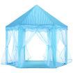 Kids Princess Castle Play Tent Hexagon Play House Indoor Outdoor with Star Lights - Blue