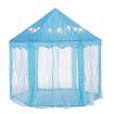 Kids Princess Castle Play Tent Hexagon Play House Indoor Outdoor with Star Lights - Blue