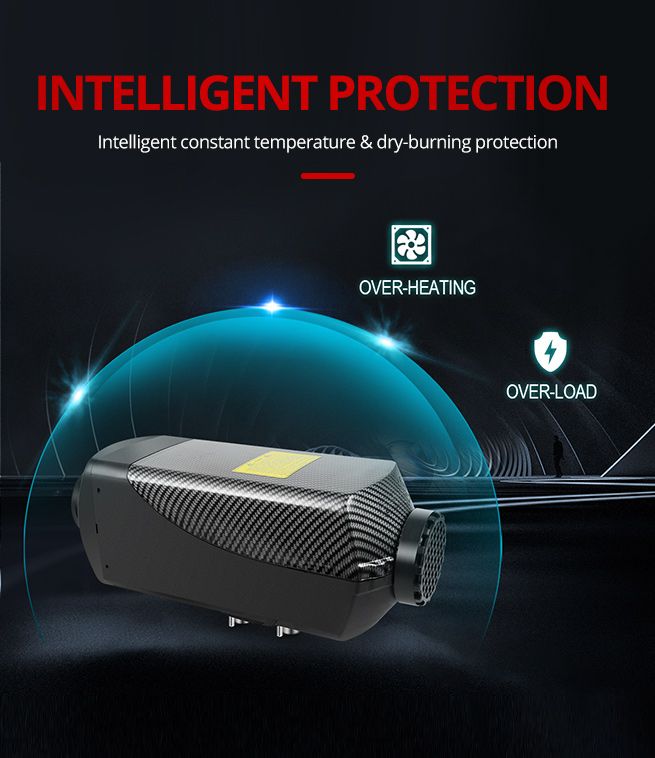12V 8kW Diesel Air Heater Portable Parking Heater Remote Control LCD Panel Black & Grey