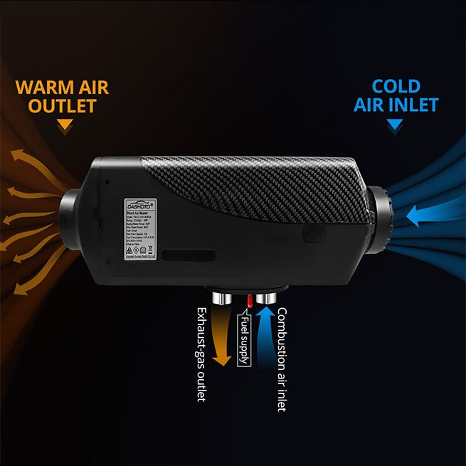 12V 8kW Diesel Air Heater Portable Parking Heater Remote Control LCD Panel Black & Grey