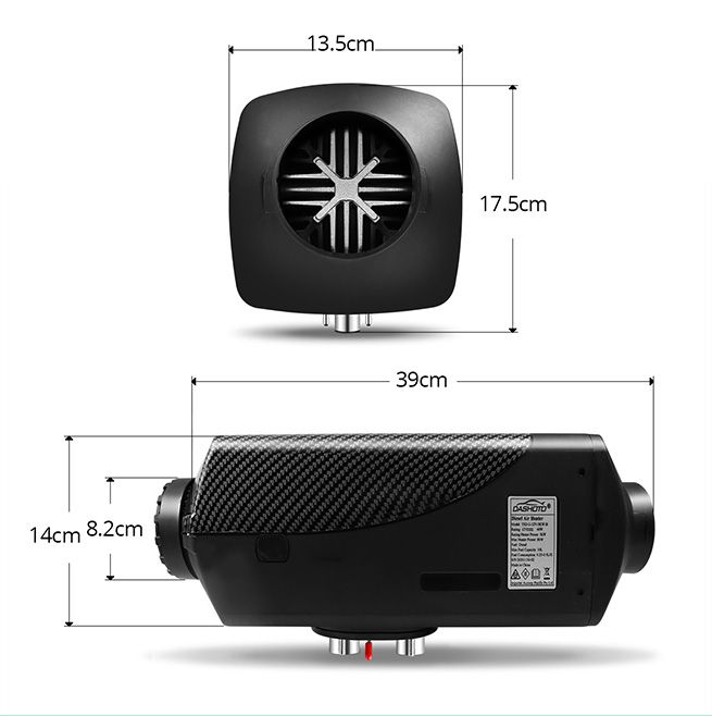 12V 8kW Diesel Air Heater Portable Parking Heater Remote Control LCD Panel Black & Grey