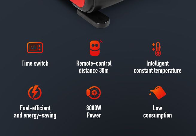 All-in-One 12V 8KW Diesel Air Heater Parking Car Truck Caravan LCD Remote Black & Red