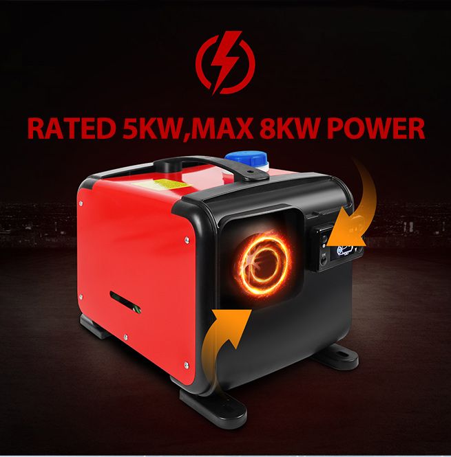 All-in-One 12V 8KW Diesel Air Heater Parking Car Truck Caravan LCD Remote Black & Red
