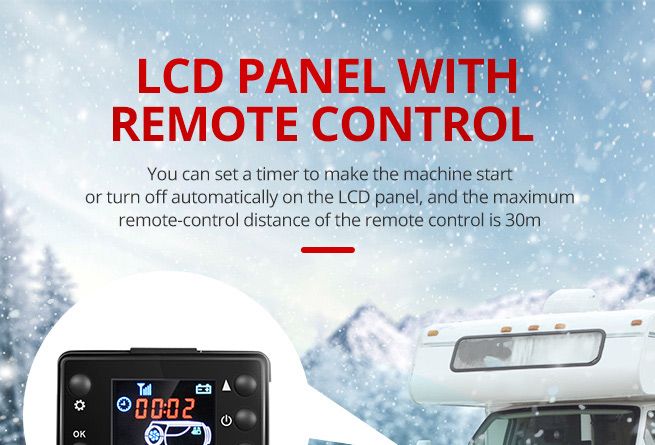 All-in-One 12V 8KW Diesel Air Heater Parking Car Truck Caravan LCD Remote Black & Red